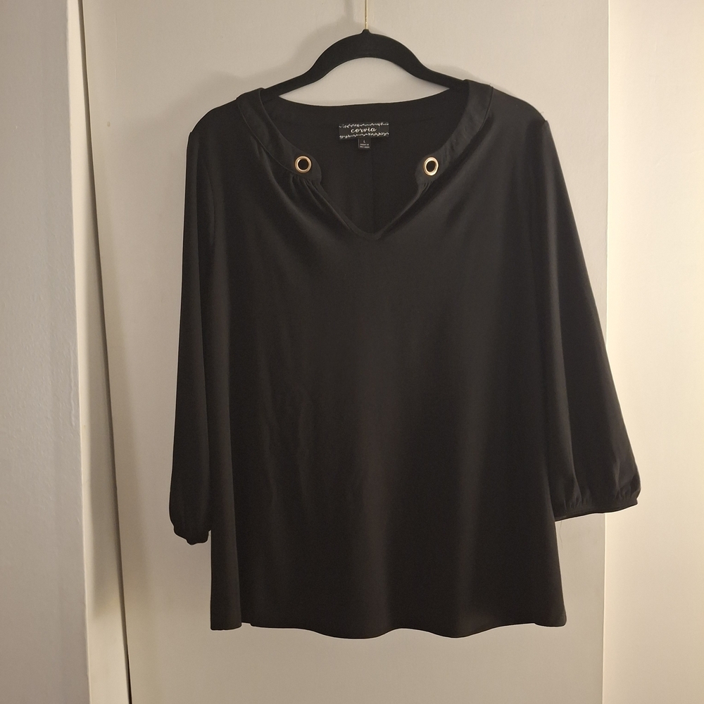 Corvia Black Women's Top with Gold Accents